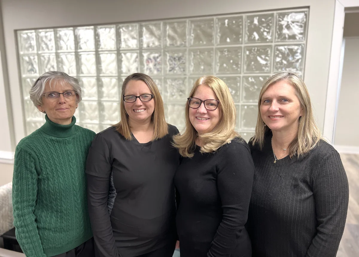 The front desk at Severna Park Family and Cosmetic Dentistry: Mary, Kathleen, Sarah and Cindy.